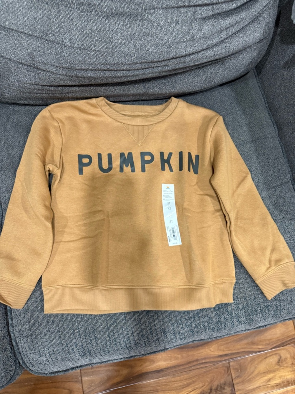Kids Pumpkin Graphic Sweatshirt - Mustard Brown